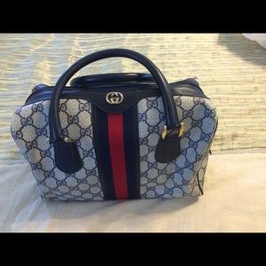 VINTAGE GUCCI AUTHENTIC GG WEB STRIPE 80s SATCHEL